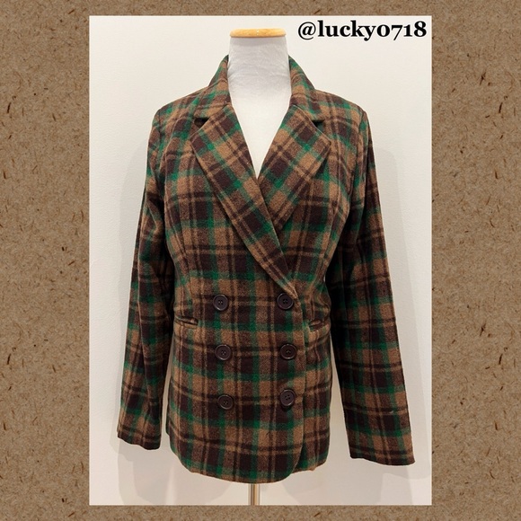 Lush Jackets & Blazers - Vici Lush EUC Brown & Green Plaid Blazer Sz S